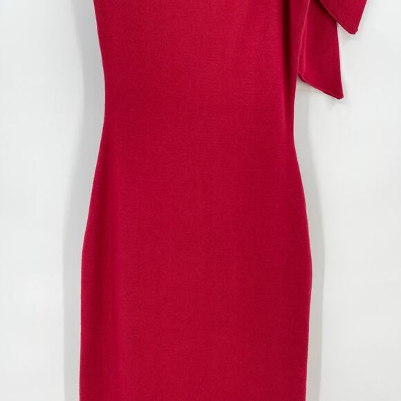SNDYS | NWT Jaymes Maxi Dress Cranberry Red Sweater Knit Off Shoulder Sheath XS - Picture 8 of 14